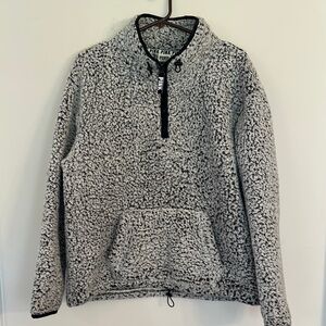 Victoria’s Secret PINK Fuzzy Quarter Zip Sweatshirt White Black womens large
